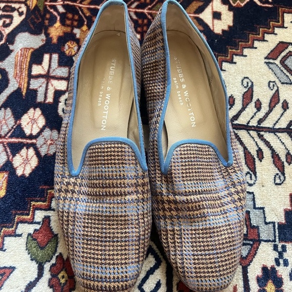 Stubbs & Wootton Plaid Loafers, size 10 - Picture 2 of 6